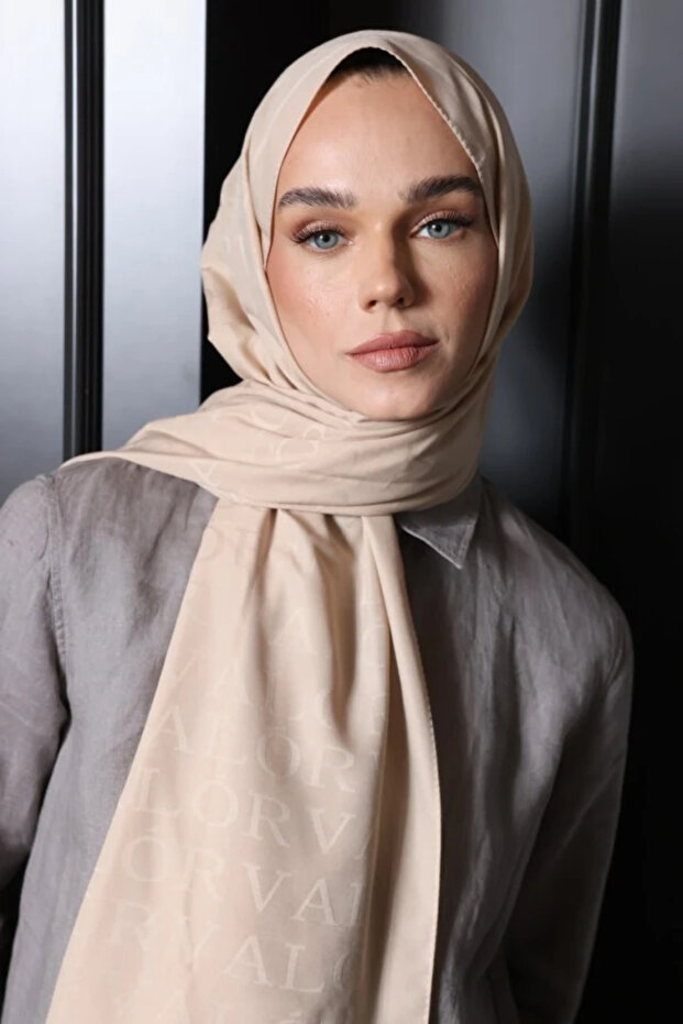 FİLDİŞİ MONOGRAM DESEN ŞAL - 2