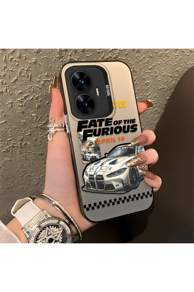 Realme C55 Compatible Silicone Edge Hard Back Anti-Fall Sports Car Patterned Case
