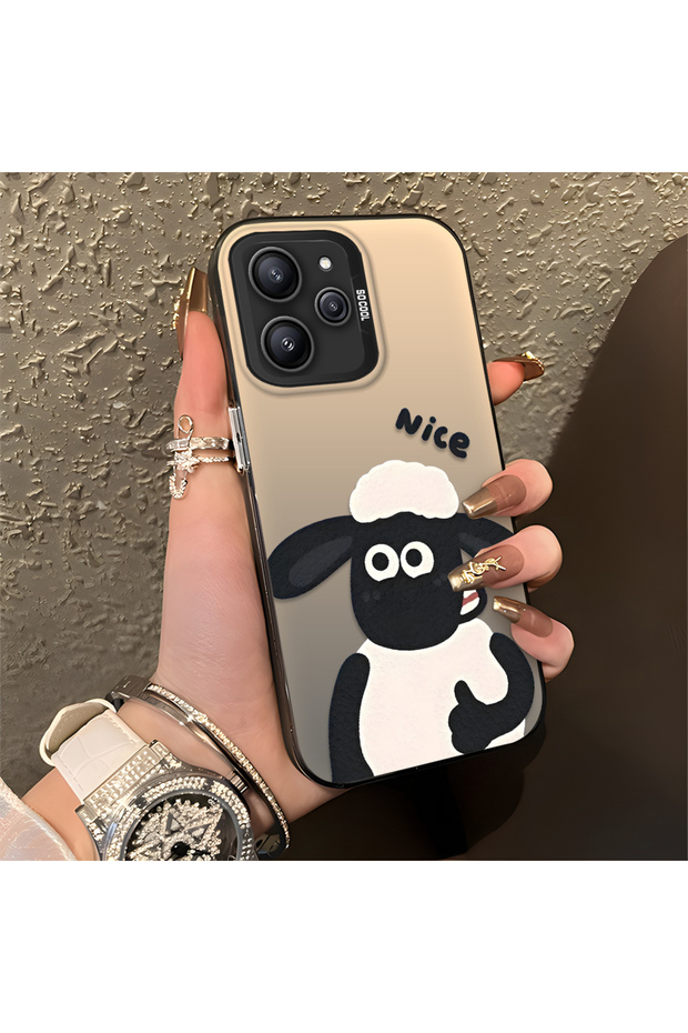 Xiaomi Redmi 12 4g Compatible Silicone Edge Hard Back Anti-Fall Lamb Pattern Case