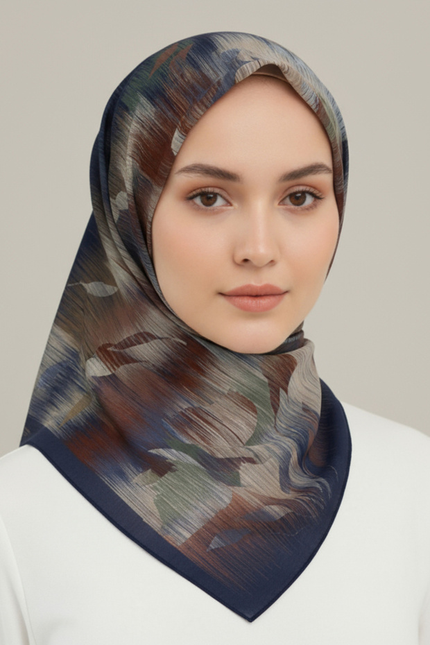 Шарф з візерунком - синій - 5