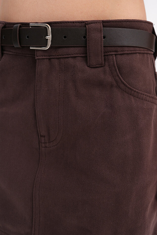 Kemerli Denim Mini Etek E17763 - 3