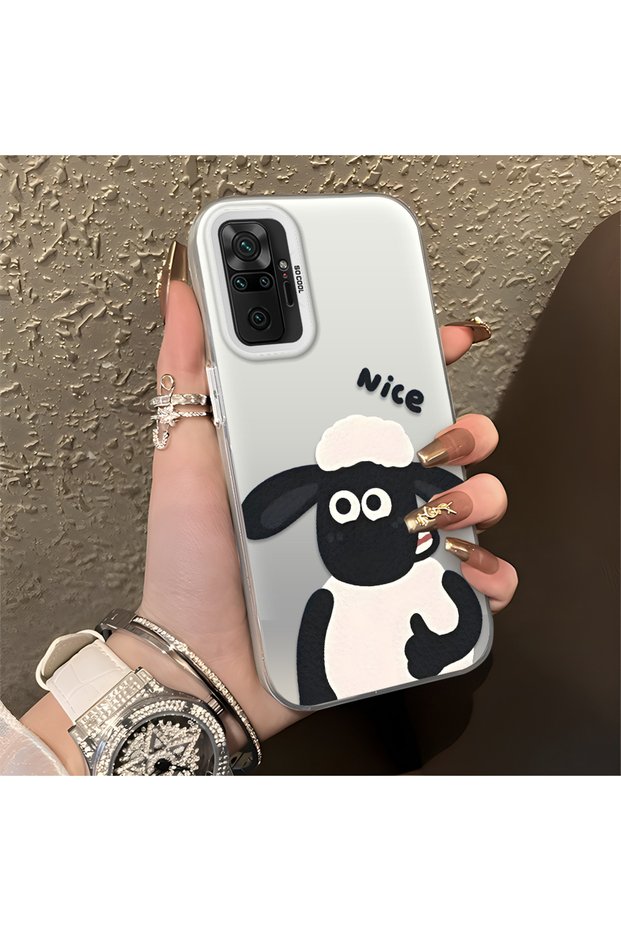 Xiaomi Redmi Note 10 Pro Compatible Silicone Edge Hard Back Anti-Fall Lamb Pattern Case