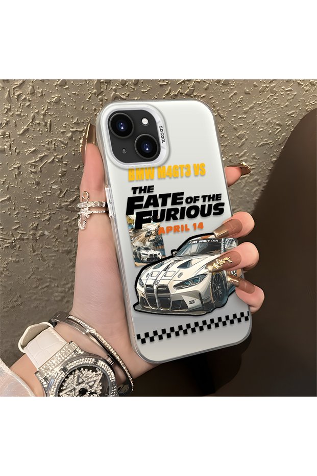 iPhone 15 Plus/14 Plus Compatible Silicone Edge Hard Back Anti-Fall Sports Car Pattern Case