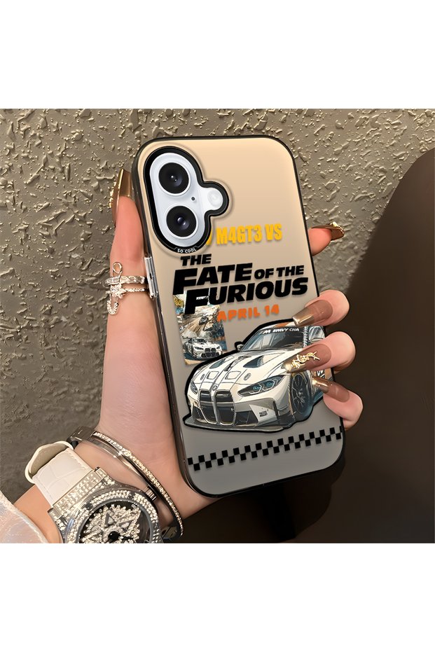 iPhone 16 Compatible Silicone Edge Hard Back Anti-Fall Sports Car Pattern Case