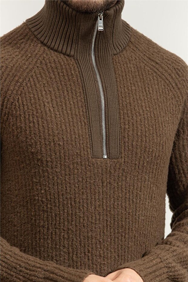 Erkek Fermuarlı Sweatshirt - 4