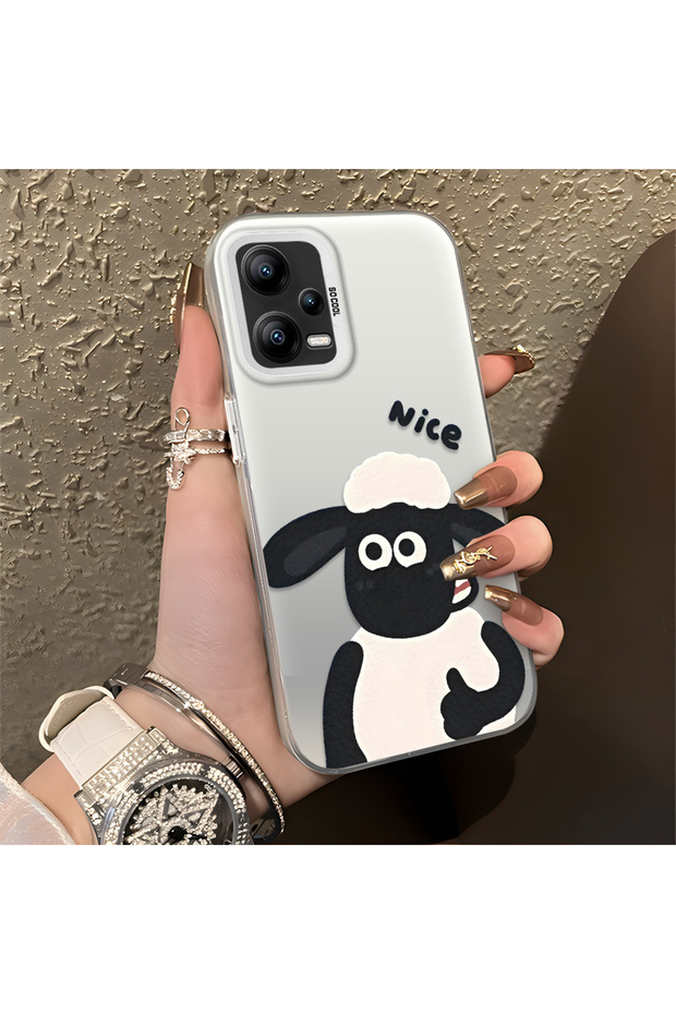 حافظة من السيليكون المتوافقة مع هاتف Xiaomi Poco X5 5G ذات حافة صلبة ومضادة للسقوط بنمط الخروف