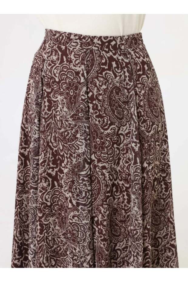 تنورة شيفون منقوشة - بنقشة بنية - - 6