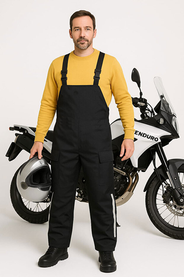 Motorcyclist Jumpsuit Pants Pvc 100% Waterproof Tübi̇tak Approved, D Stitch-Free Reflective, Zippered Leg