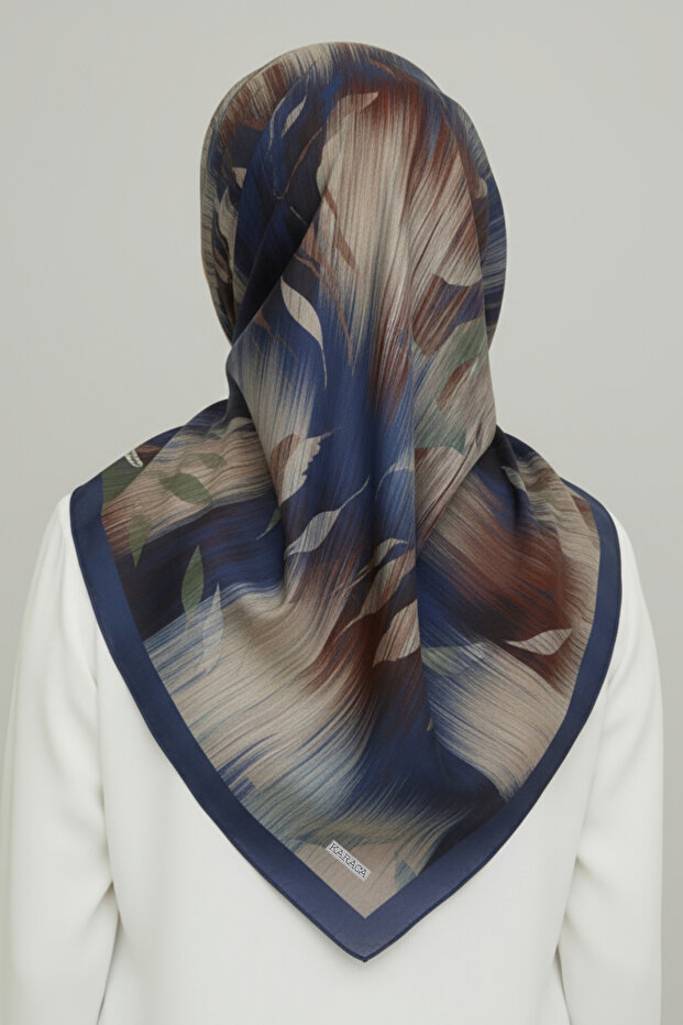 Шарф з візерунком - синій - 3