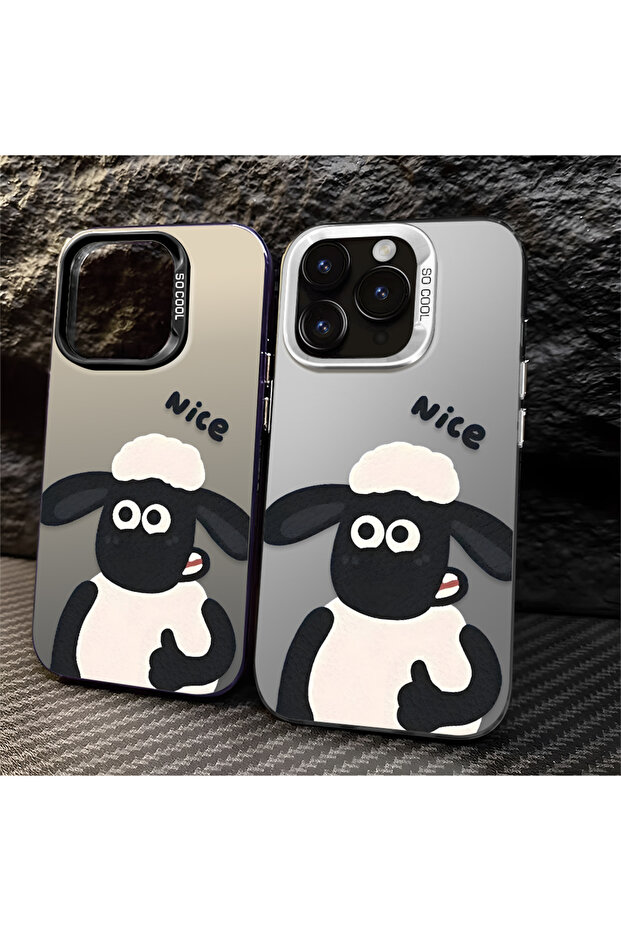 غطاء سيليكون متوافق مع آيفون 16 برو بحافة صلبة ومضاد للسقوط بنمط الخروف - 8