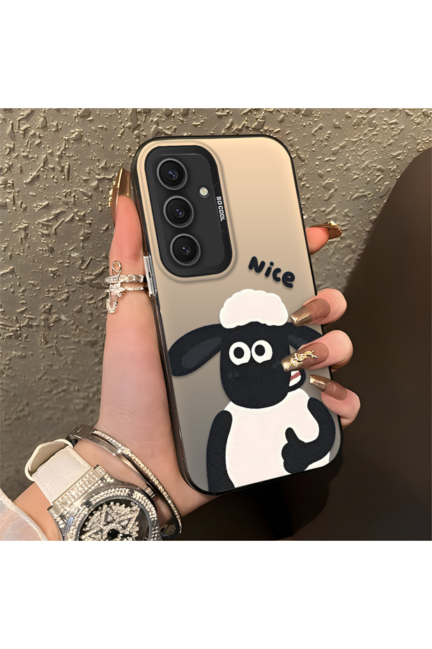 Samsung Galaxy S24 Plus Compatible Silicone Edge Hard Back Anti-Fall Lamb Pattern Case