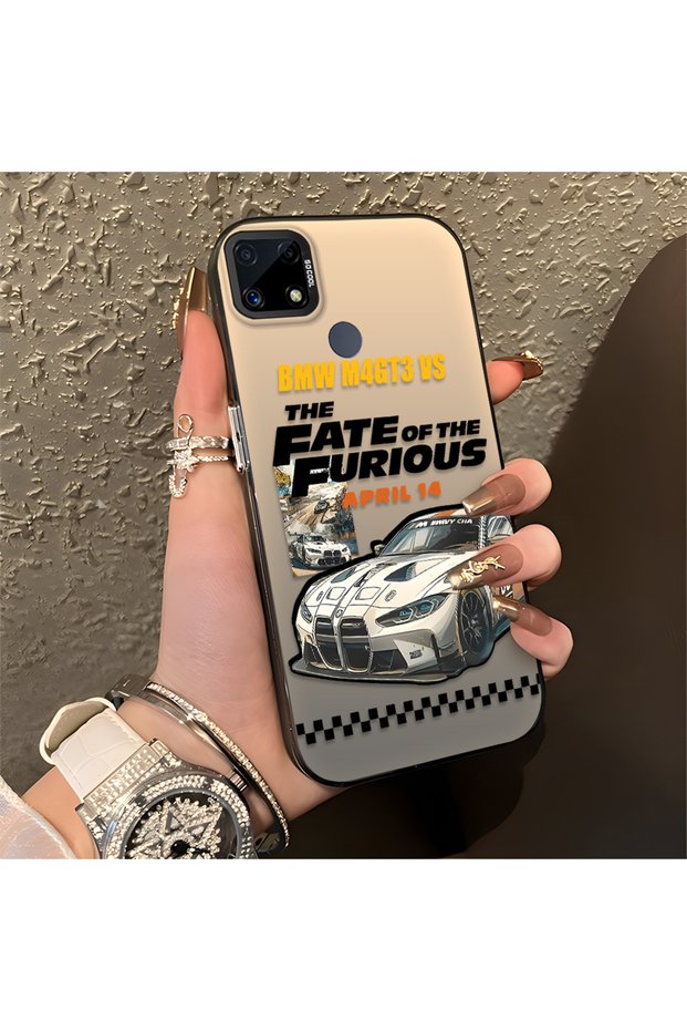 Realme C25S Compatible Silicone Edge Hard Back Anti-Fall Sports Car Patterned Case