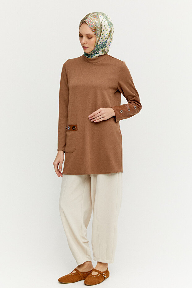 Hakim Yaka Kuşgözlü Örme Tunik - 2