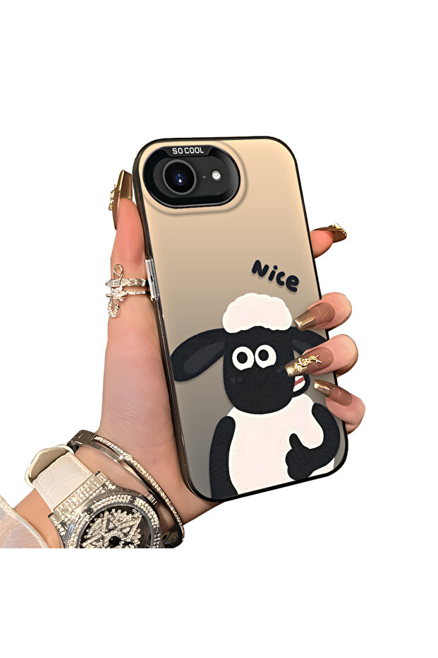 حافظة من السيليكون المتوافقة مع هاتف iPhone 16e ذات حافة صلبة ومضادة للسقوط بنمط الخروف - 3