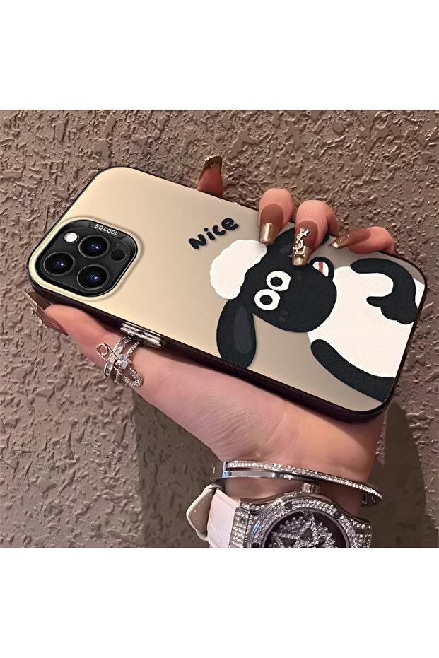 حافظة من السيليكون المتوافقة مع هاتف iPhone 15 Pro ذات حافة صلبة ومضادة للسقوط بنمط الخروف - 3