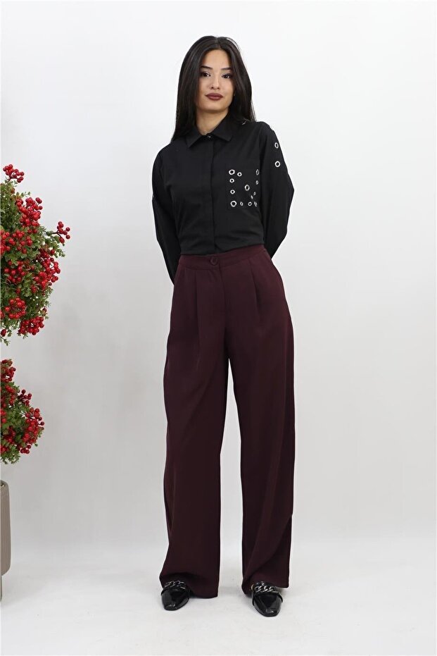 Pleated Palazzo Trousers - 2