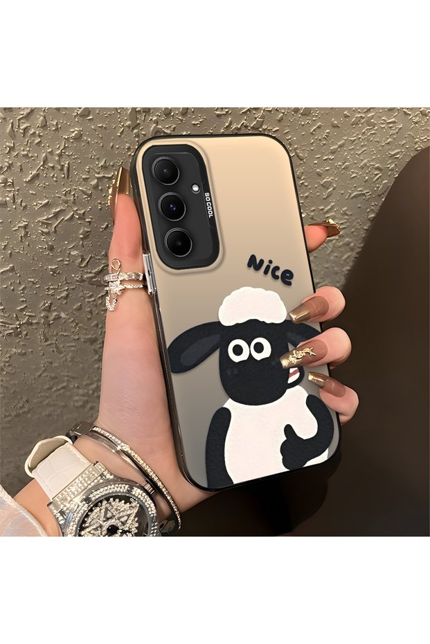 Samsung Galaxy A55 Compatible Silicone Edge Hard Back Anti-Fall Lamb Pattern Case