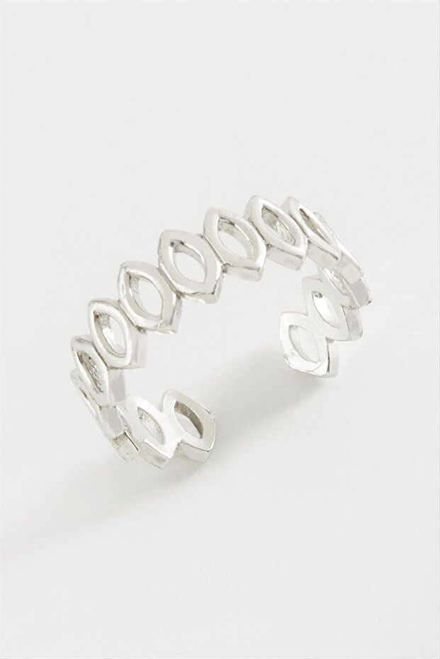 Oval Chain Patterned Metal Ring - 1