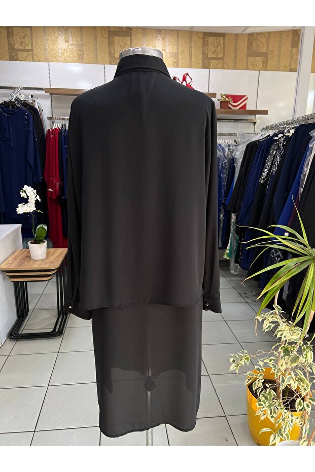 Siyah Dantel Detaylı Tunik - 3