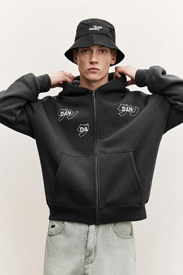 Dan Da Dan fermuarlı kapüşonlu sweatshirt - 1