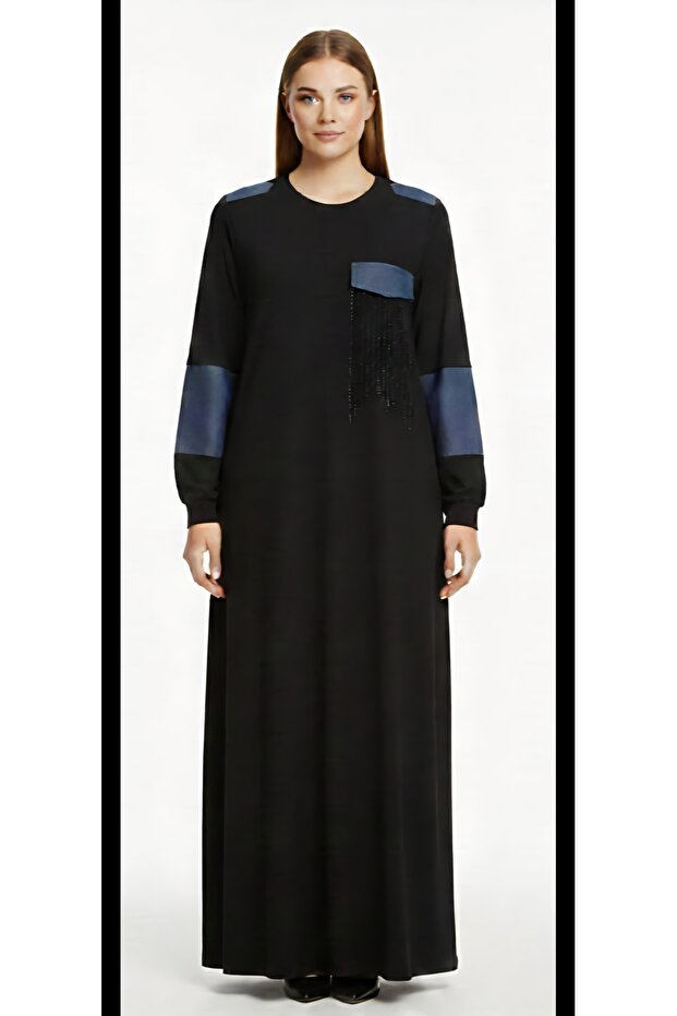 Kot Detaylı Elbise - 1