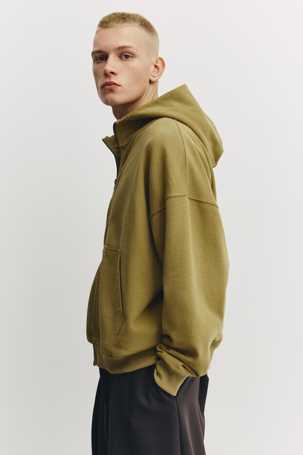 Fermuarlı kapüşonlu boxy sweatshirt - 3