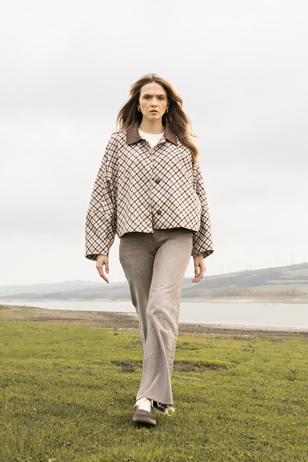 سترة من جلد الغزال بنمط منقوش O قصة فضفاضة - 4