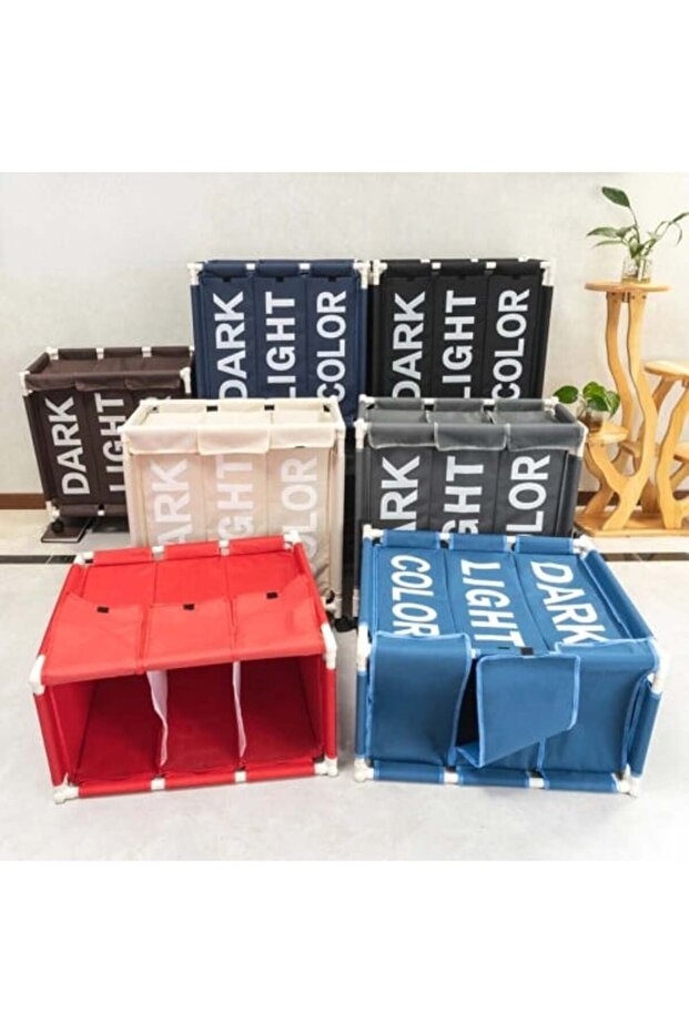 سلة غسيل 3 اقسام- أسود - 2