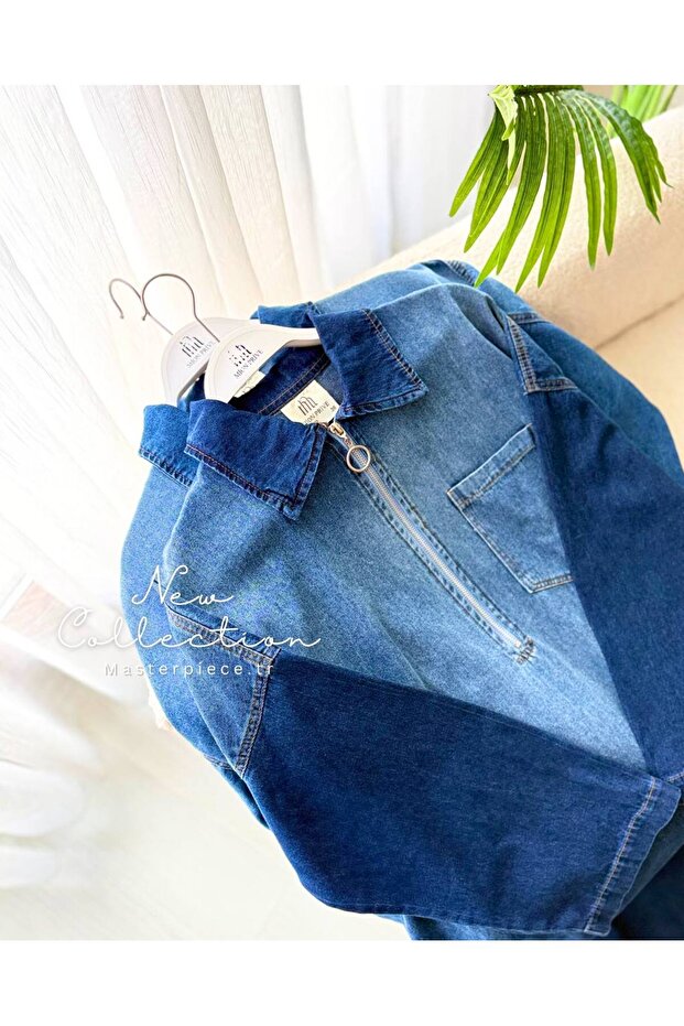 FERMUARLI DENİM ELBİSE - 6