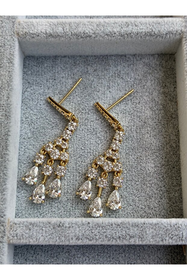 Jewelled Dangle Steel Earrings