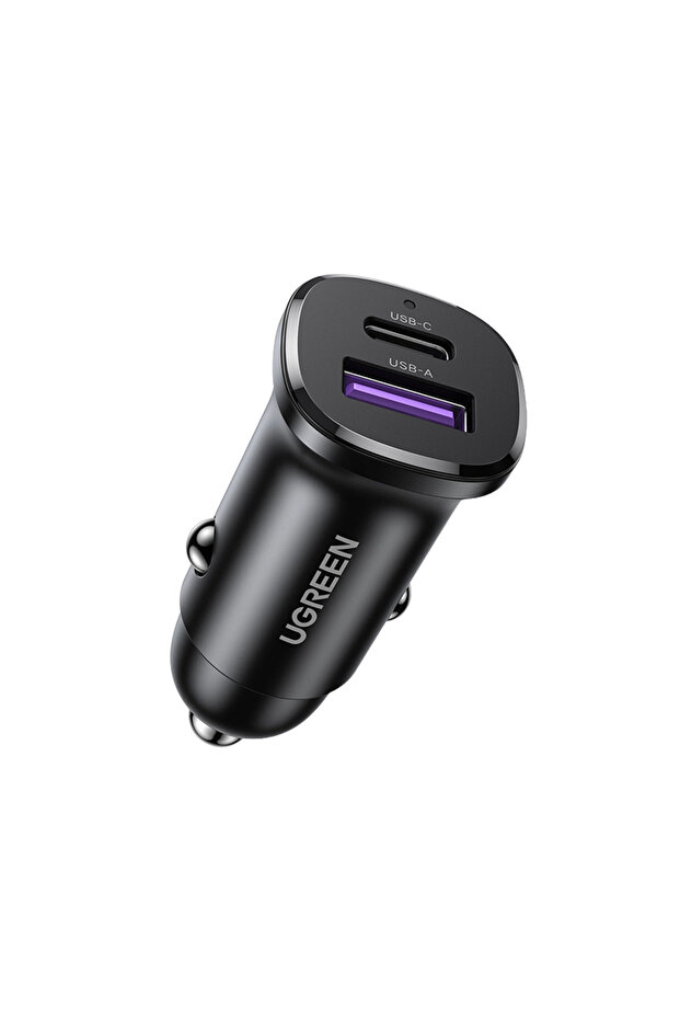 شاحن سيارة مزود بمنافذ USB-C وUSB بقدرة 30 واط - أسود