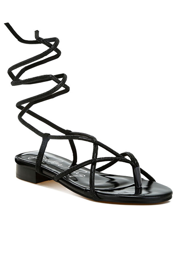 Women Strappy Lace-Up Sandals in Black