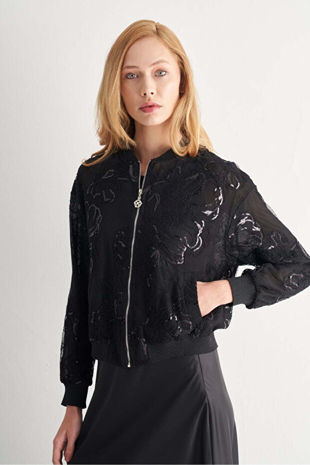 Dantel Payetli Ceket - 1