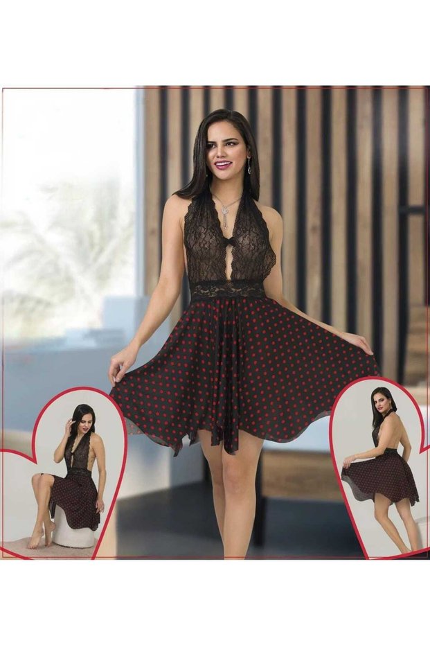 Women's Lace Detailed Nightgown - 100% Cotton