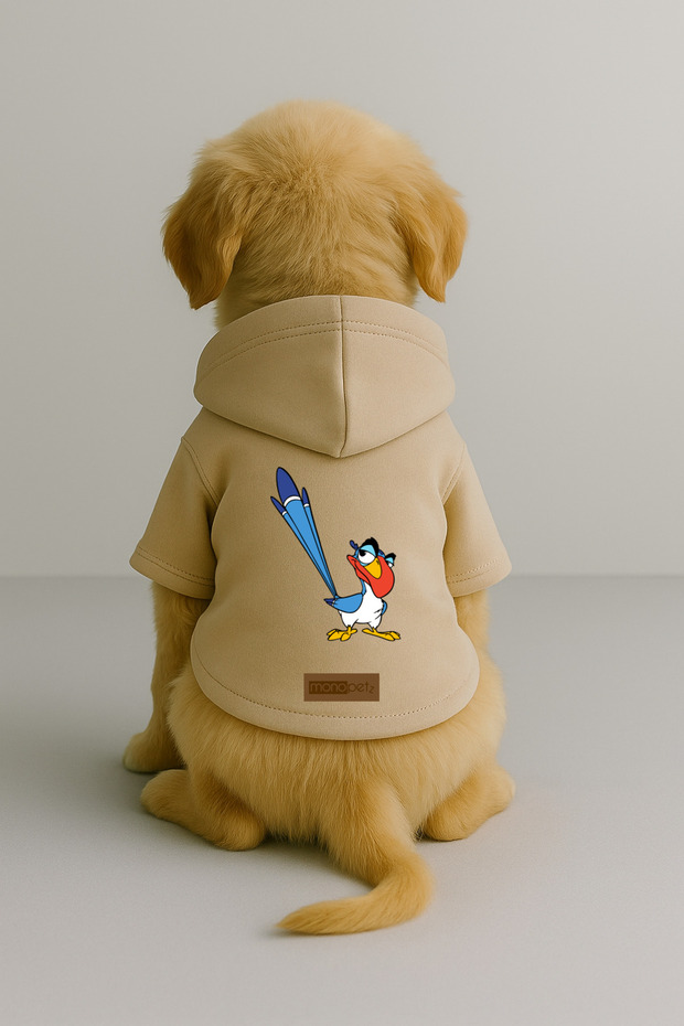 Printed Inside Fleece Dog and Cat Clothing & Dress - Beige Color K Hooded Hoodie B9989