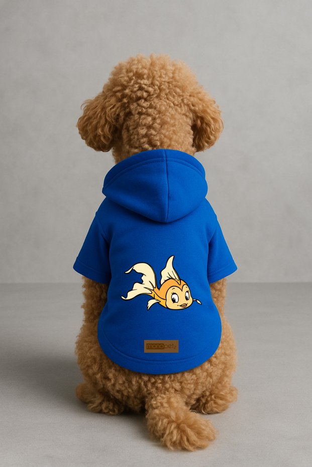 Printed Dog and Cat Clothing & Dress with Fleece Inside - Blue Color K Hooded Hoodie Be883