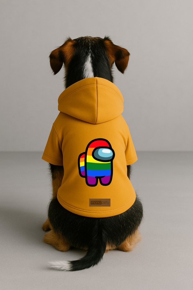 Printed Dog and Cat Clothing & Dress with Fleece Inside - Yellow Color K Hooded Hoodie B4175