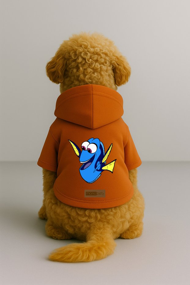 Printed Dog and Cat Clothing & Dress with Fleece Inside - Orange Color K Hooded Hoodie B11Ad