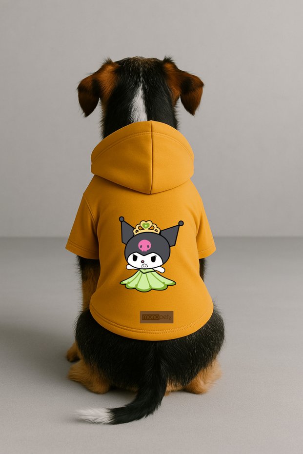 Printed Dog and Cat Clothing & Dress with Fleece Inside - Yellow Color K Hooded Hoodie Bc10D