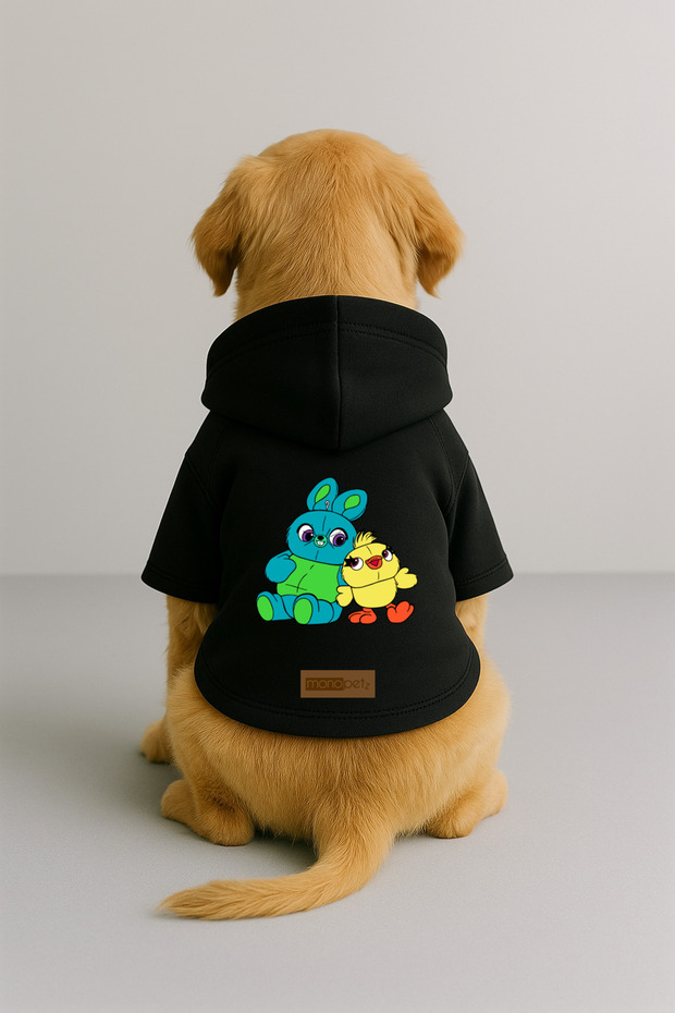 Printed Dog and Cat Outfit & Dress with Fleece Inside - Black Color K Hooded Hoodie B1Cdb
