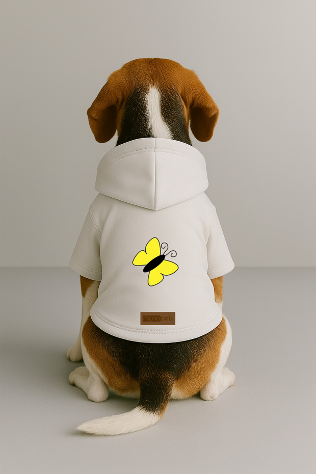 Printed Dog and Cat Clothing & Dress with Fleece Inside - White Color K Hooded Hoodie B47Dc