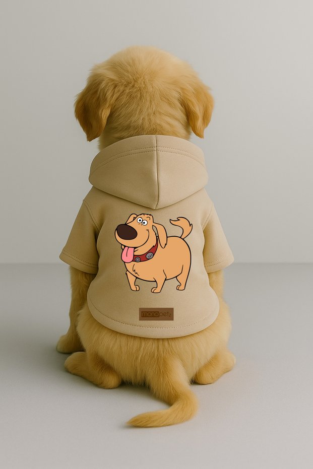 Printed Inside Fleece Dog and Cat Clothing & Dress - Beige Color K Hooded Hoodie Bf473