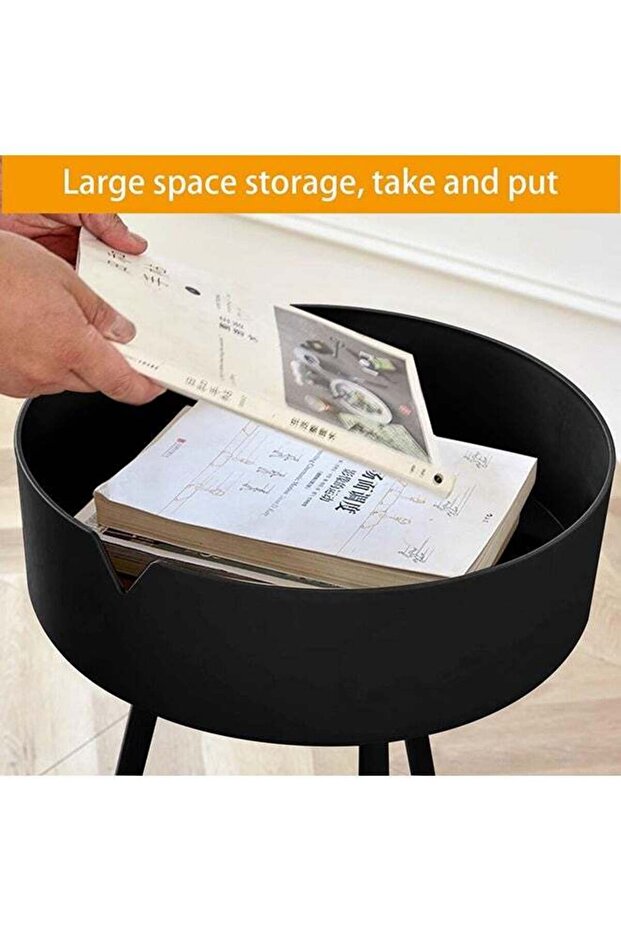 طاولة جانبية حديثة مع مساحة تخزين، طاولة جانبية مستديرة، - 3