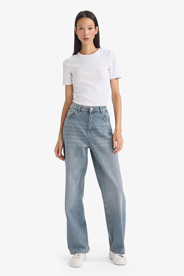 90's Wide Leg High Waist Blue Women's Jean Pants G1404Ax/Nm28