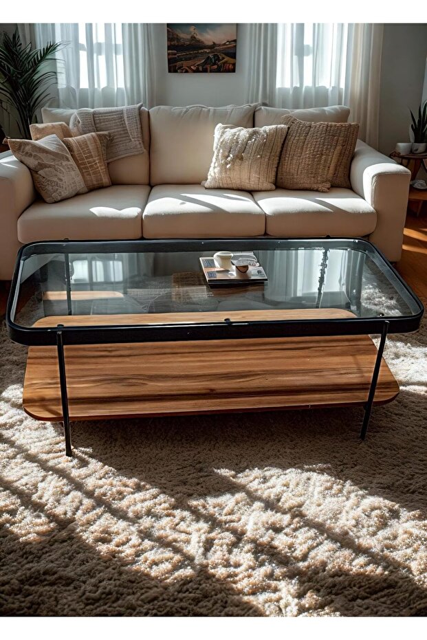 Oval Coffee Table, Tempered Glass, 120 x 58 x 43 cm