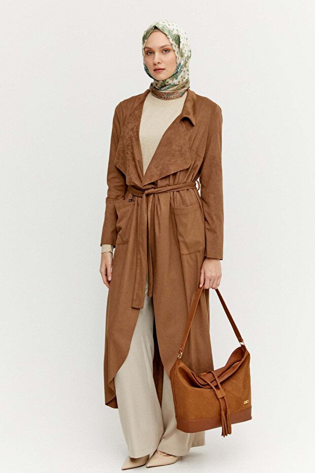 Süet Dokulu Pardesü - 2