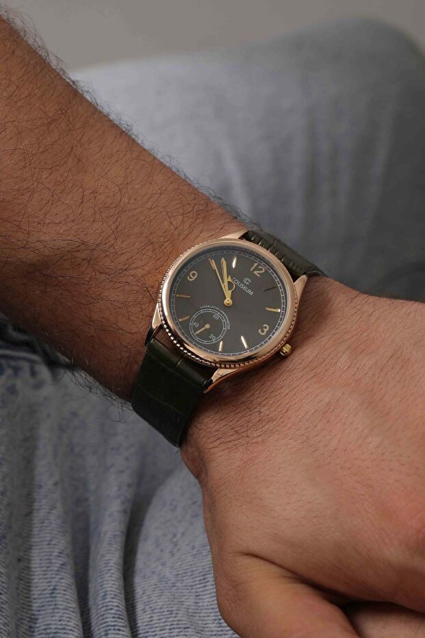 Crocodile Leather Strap Gold Men's Watch