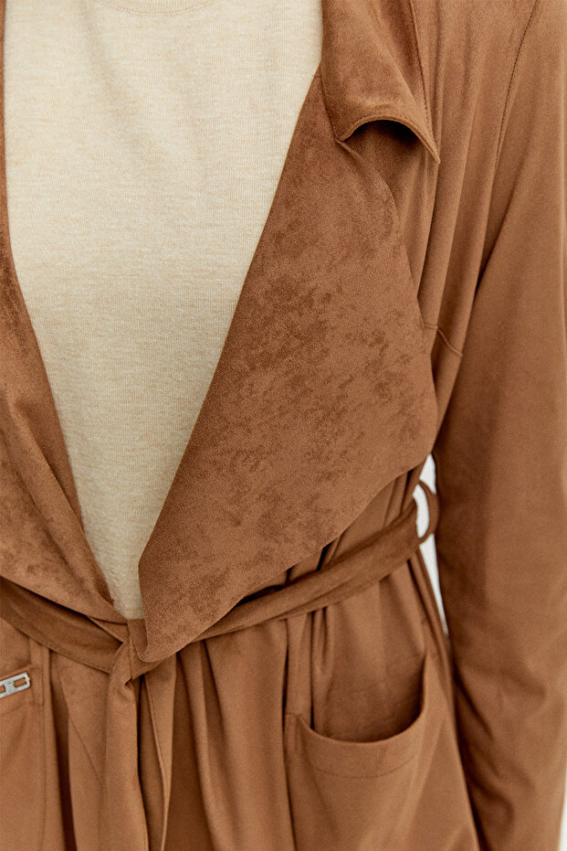 Süet Dokulu Pardesü - 4