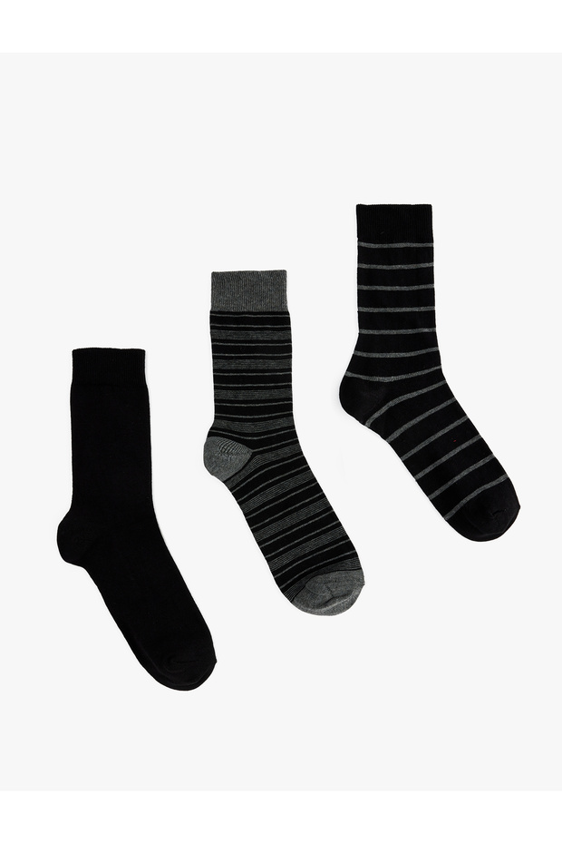 Cotton Striped 3-Piece Sock Set