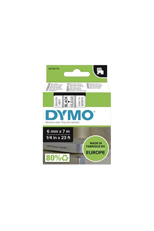 43610 Standard D1 Labeling Tape Black Print on Clear Tape - 6mmx7mm | S0720770